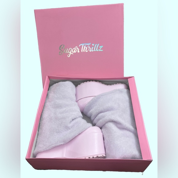 SUGAR THRILLZ Snuggle Wonderland Pink Platform Boots - Picture 10 of 14